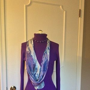 City Silk Violet ribbed turtleneck sweater